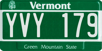 VT license plate YVY179