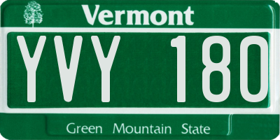VT license plate YVY180