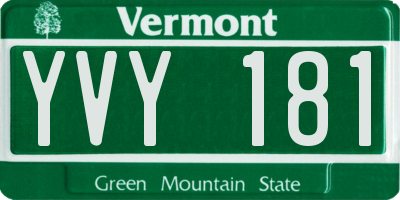 VT license plate YVY181