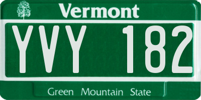 VT license plate YVY182