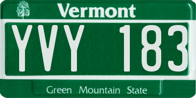 VT license plate YVY183