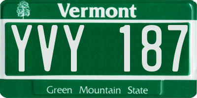 VT license plate YVY187