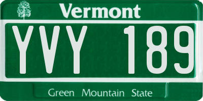 VT license plate YVY189