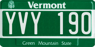 VT license plate YVY190