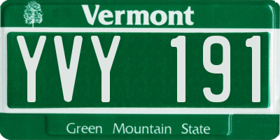 VT license plate YVY191