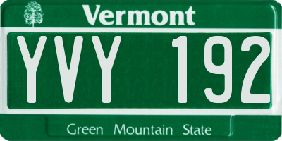 VT license plate YVY192