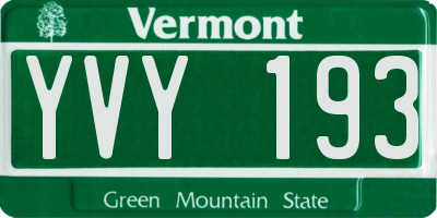 VT license plate YVY193
