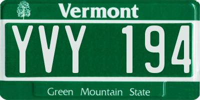 VT license plate YVY194