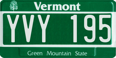 VT license plate YVY195