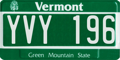 VT license plate YVY196