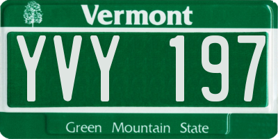 VT license plate YVY197