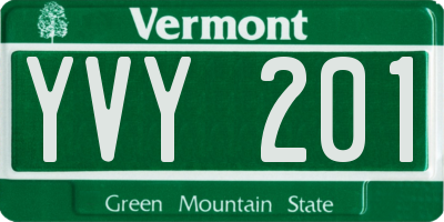 VT license plate YVY201