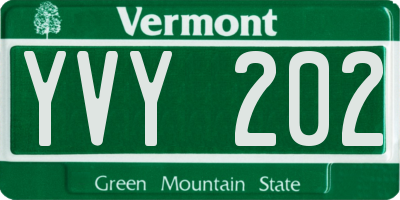 VT license plate YVY202