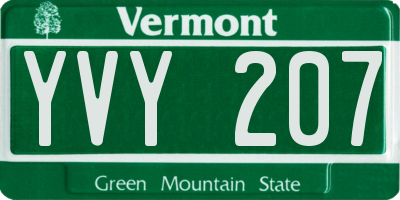 VT license plate YVY207