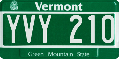 VT license plate YVY210