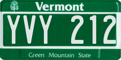 VT license plate YVY212