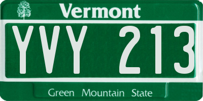 VT license plate YVY213