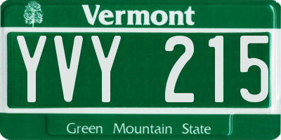VT license plate YVY215