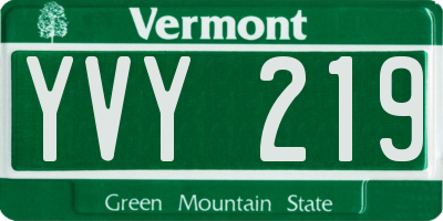 VT license plate YVY219