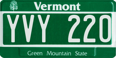 VT license plate YVY220
