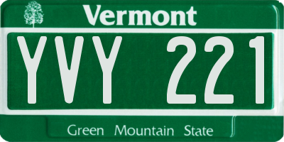 VT license plate YVY221