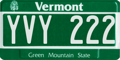 VT license plate YVY222