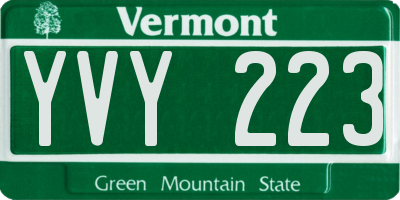 VT license plate YVY223
