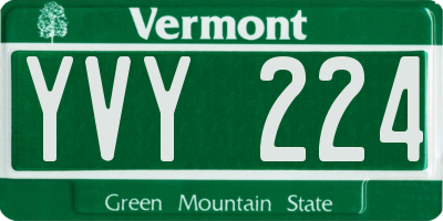 VT license plate YVY224
