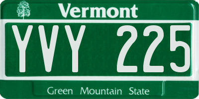 VT license plate YVY225