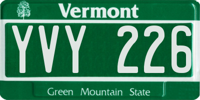 VT license plate YVY226