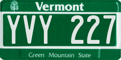 VT license plate YVY227