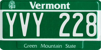 VT license plate YVY228