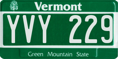 VT license plate YVY229