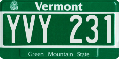 VT license plate YVY231