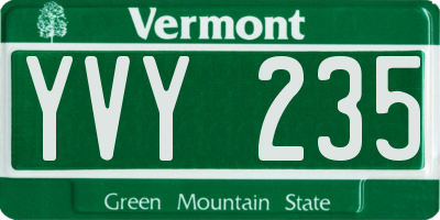 VT license plate YVY235