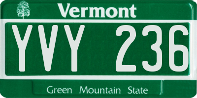 VT license plate YVY236