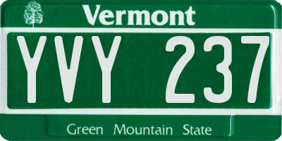 VT license plate YVY237