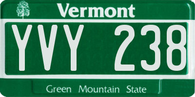 VT license plate YVY238