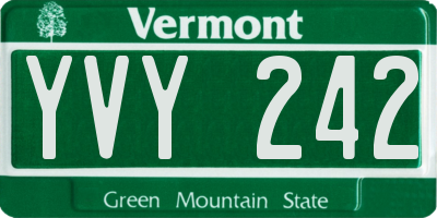VT license plate YVY242
