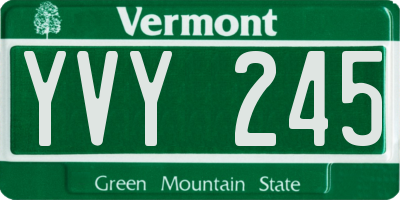 VT license plate YVY245