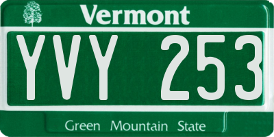 VT license plate YVY253