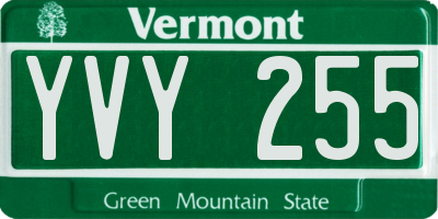 VT license plate YVY255
