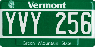 VT license plate YVY256