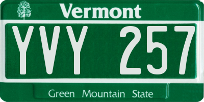 VT license plate YVY257
