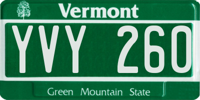 VT license plate YVY260