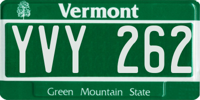 VT license plate YVY262