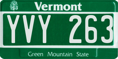 VT license plate YVY263