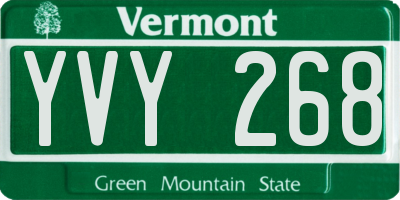 VT license plate YVY268