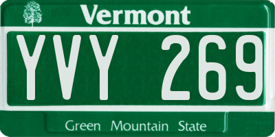VT license plate YVY269