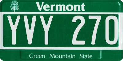 VT license plate YVY270